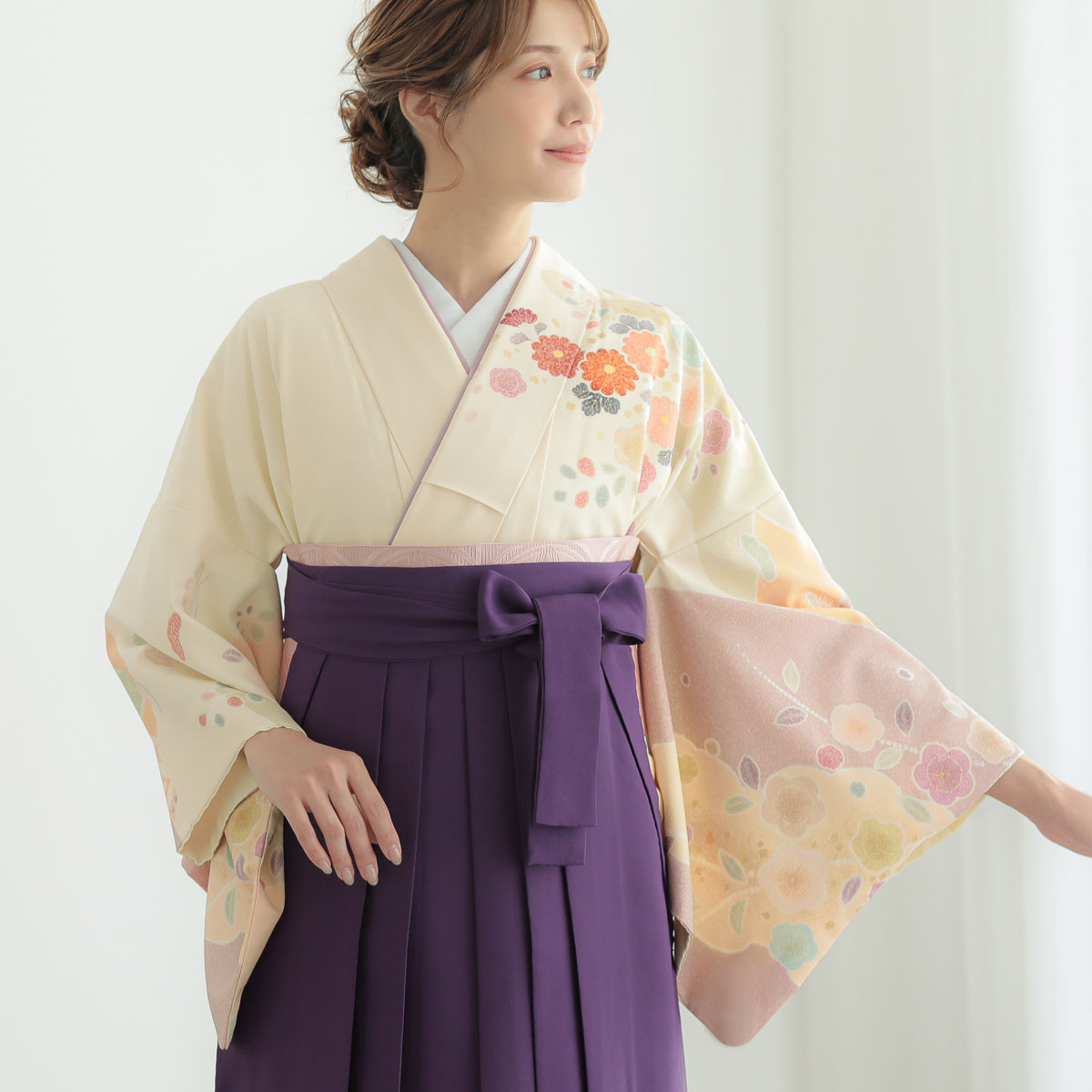 h1009ジャパンスタイルクリーム　辻が花風吉祥花柄